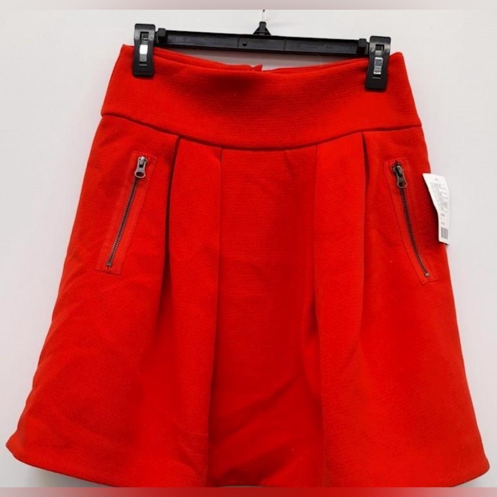 Anthropologie Red A-Line Skirt with Front Zippers